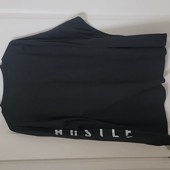 Spoiler Alert Size L Black "Hustle Hard" NYC Skyline Graphic Long Sleeve T Shirt - Picture 2 of 8